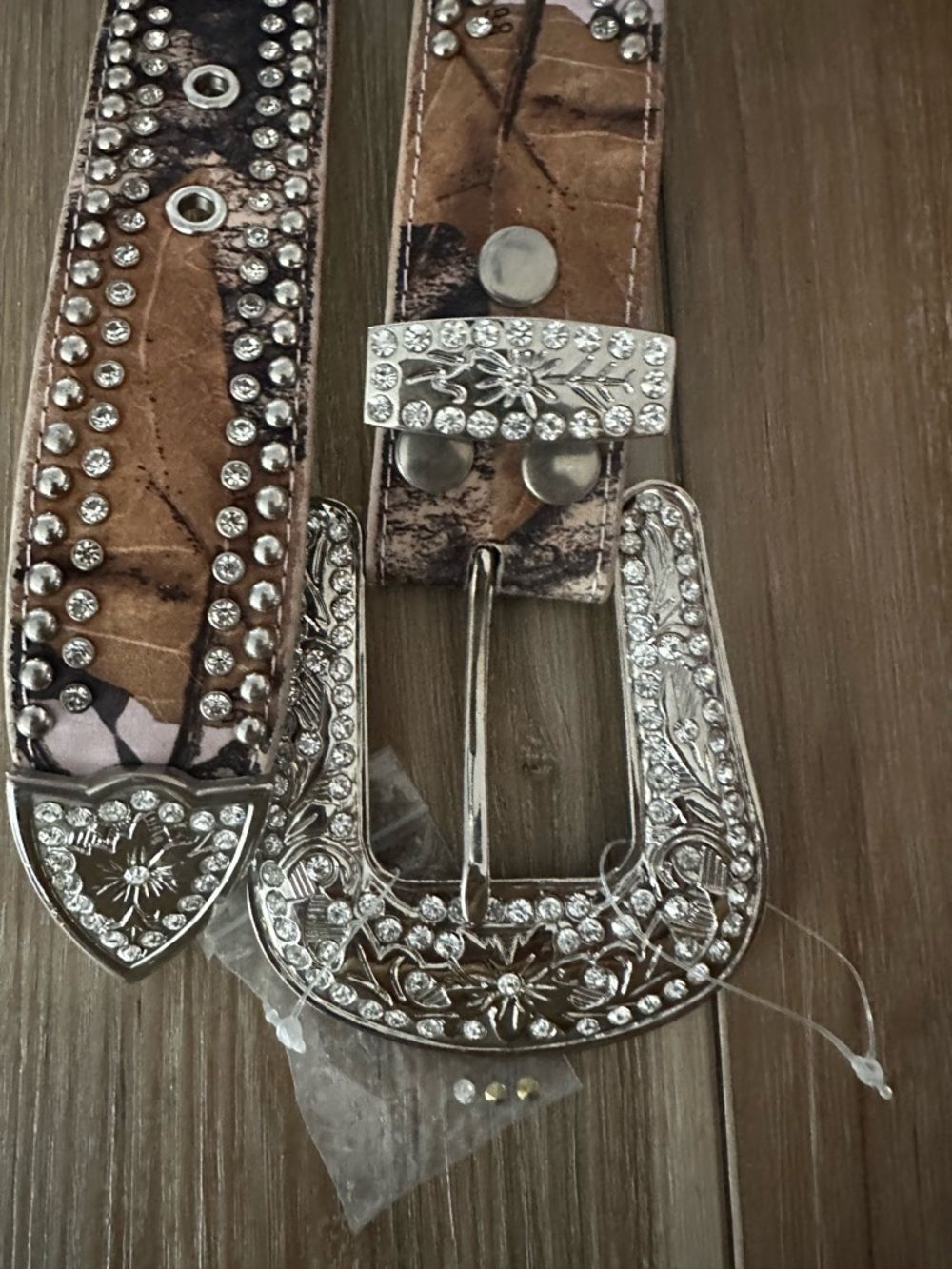 Noona Pink Camo/Rhinestone Leather Belt M Deadstock - Picture 3 of 8